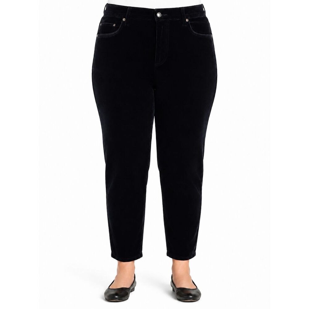 Lands End Velveteen Ankle Pants Size 18W Black High Rise